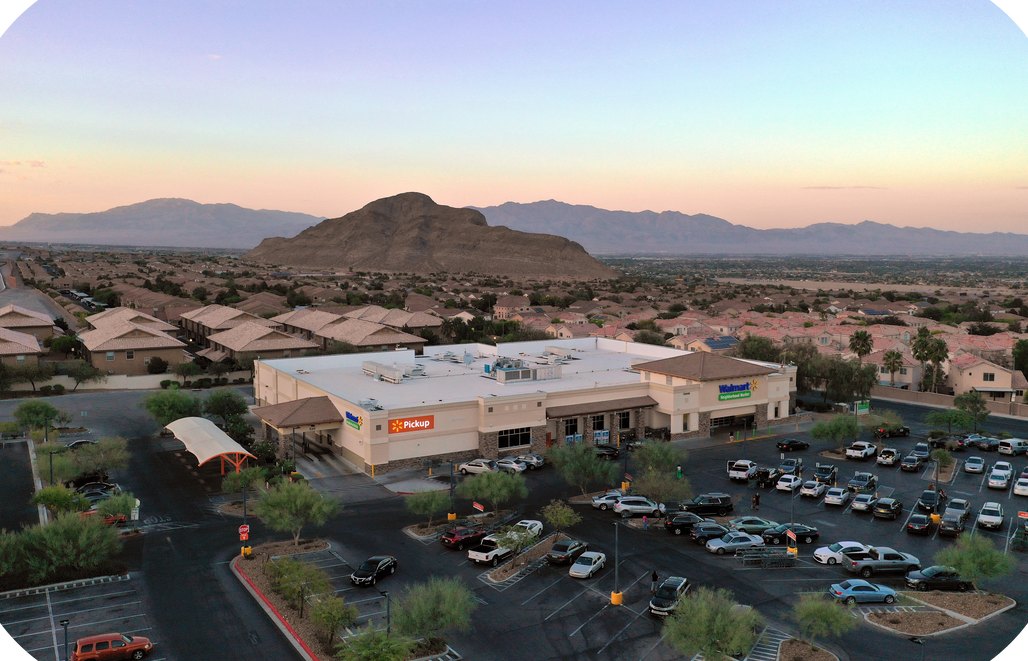 Aerial view of a commercial property