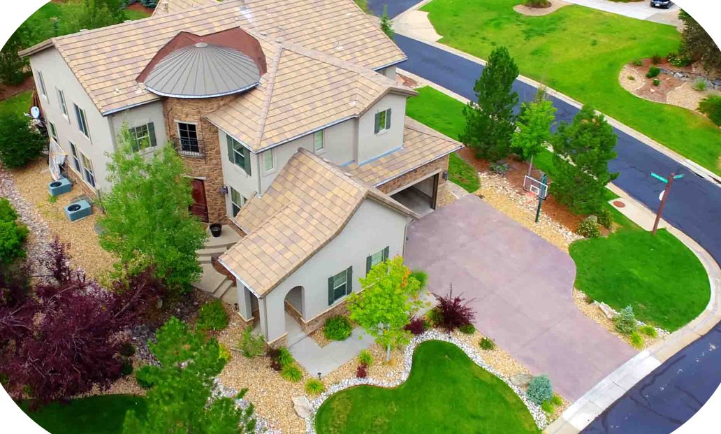 Aerial view of a residential property